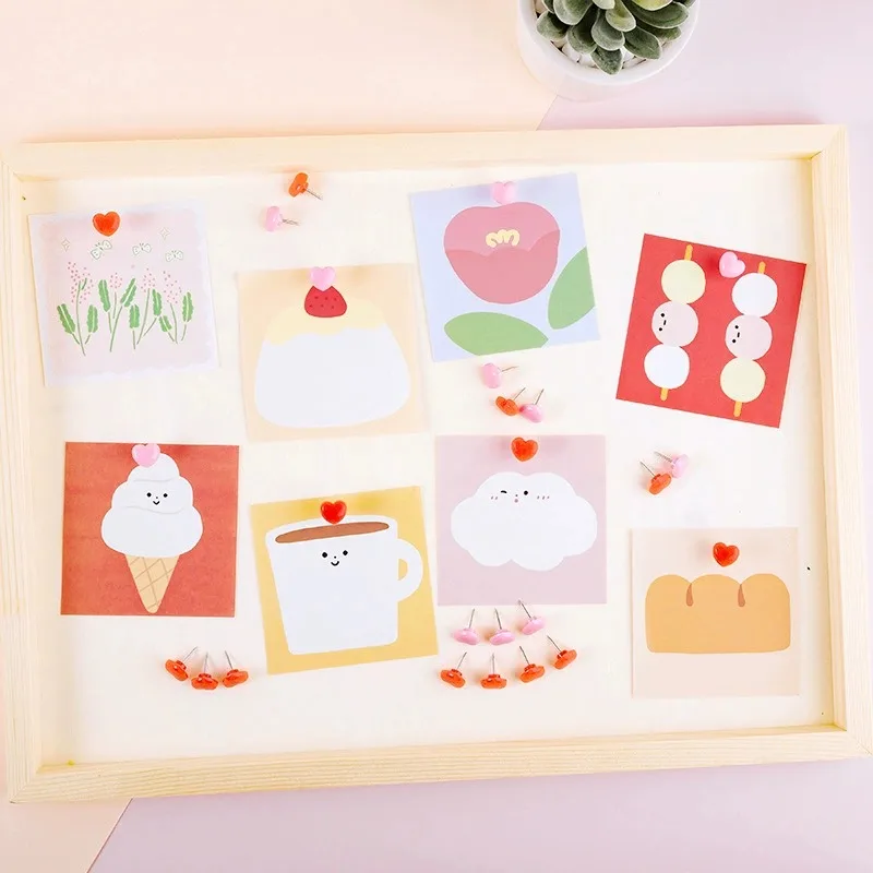 50Pc Ins Pink Creative Heart Peach Heart Small Flat Head Push Pin Soft Wooden Board Photo Wall Map I-nail Office School Supplies