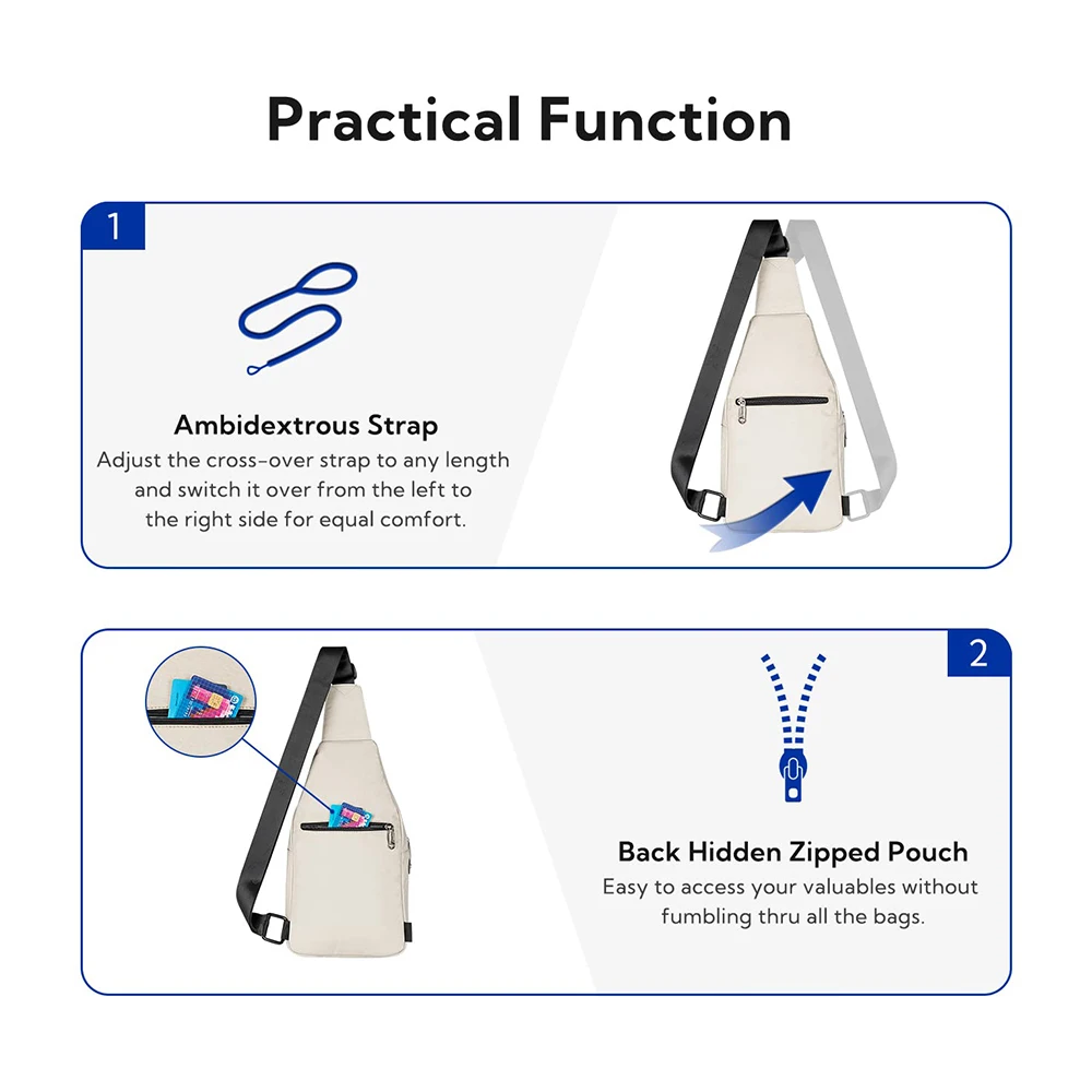 WATERFLY-Unisex Crossbody Sling Bag, Versatile Over Shoulder Daypack, Large Capacity, Stylish Design, Unisex Adu