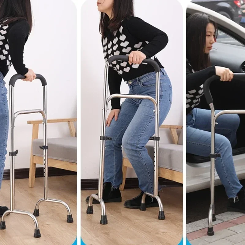 Elderly Bedside Railing Bathroom Toilet Handrail Safety Stand Multifunctional Lightweight Crutch Adjustable Height Support Rod
