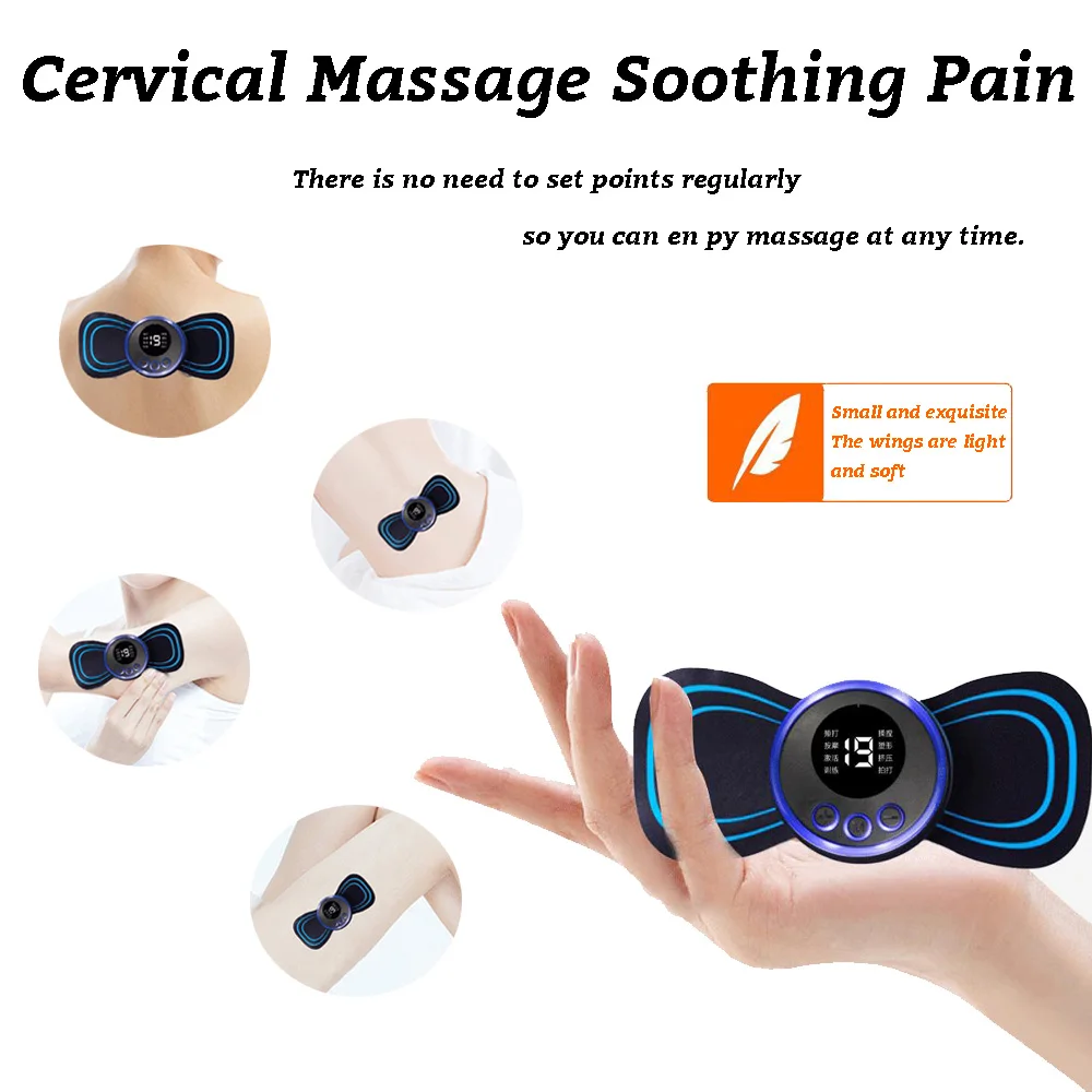 Multifunctional Pulse Massage Sticker EMS Smart Electrotherapy Mini Portable Massager Shoulder Neck and Cervical Massage Sticker hx3 neck mounted massager bluetooth headset intelligent neck shoulder massager magnetic wired headphones portable folding earphone pulse physiotherapy device for blood circulation white