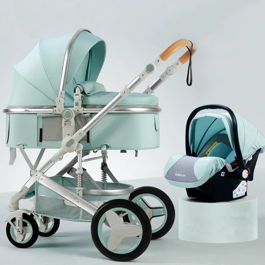 High Landscape Baby Stroller 3 in 1 With Car Seat and Stroller Luxury Infant Set Newborn Baby Car Seat Trolley