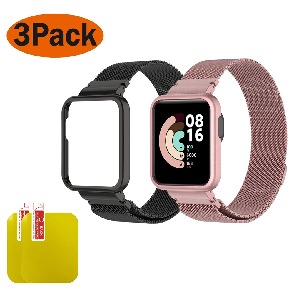 Correa Milanesa para Xiaomi Mi Watch Lite, funda protectora de marco de  Metal, pulsera de reloj para Redmi Watch 2 Lite - AliExpress