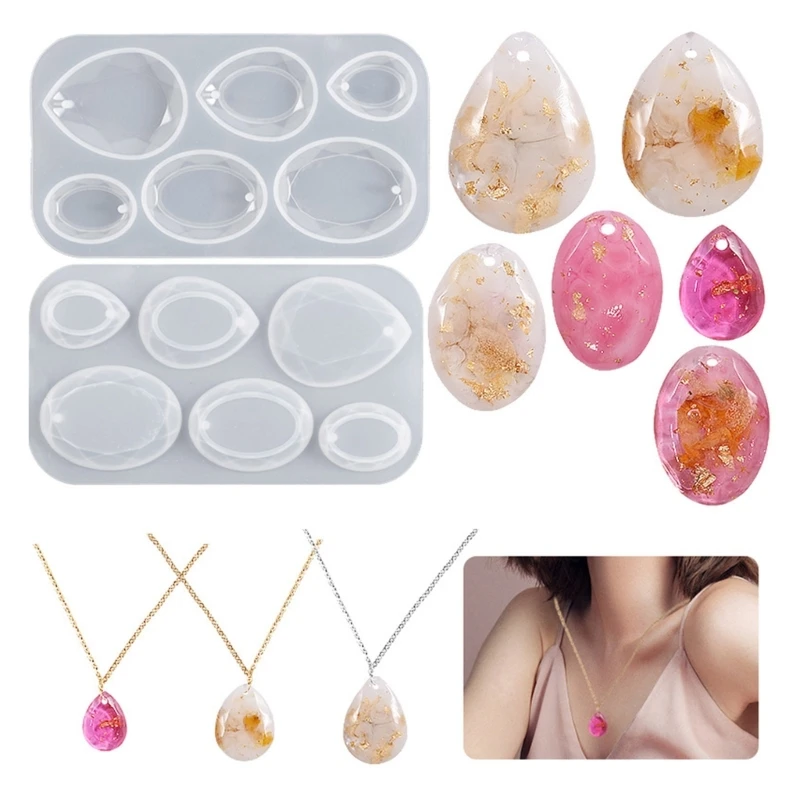 DIYJewelryCastingMoldsSiliconePendantResinMoldswithHanging