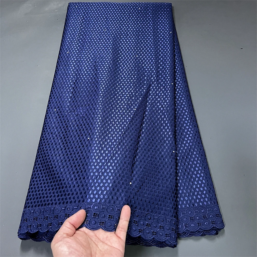 

2023 Latest High Quality African Nigerian Pure Tulle Damask Lace Fabric Embroidery Party Dress Sequins Cotton 5yards