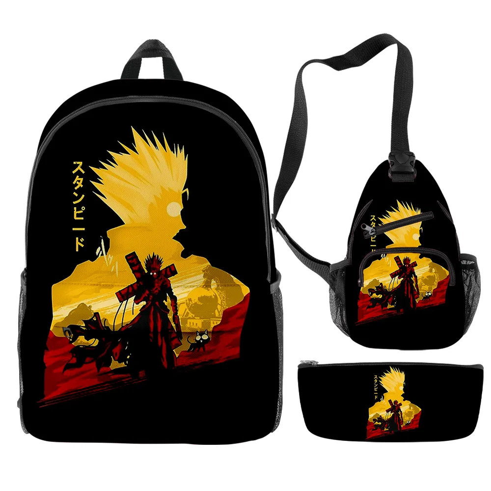 

Trigun Stampede Anime Backpacks 3 Pieces Sets Zipper Daypack Unisex Traval Bag 2023 New Japan Manga Student School Bag