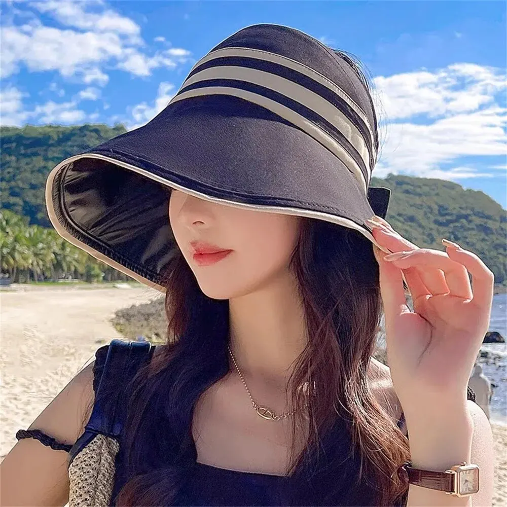 Sun Protection Hat Women's Summer Hat Female Outdoor Beach UV Protection Breathable Empty Top Hats Lady Foldable Hollow Scallop Cap