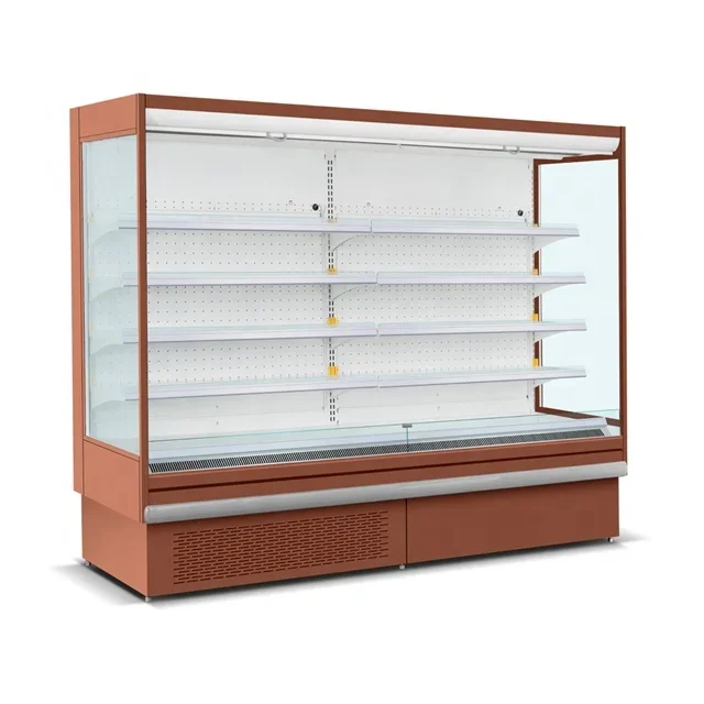 Supermarket Soft Drinks Showcase Chiller Front Open Chiller Front Open Refrigerator Air Curtain Display Case Painted Cooler