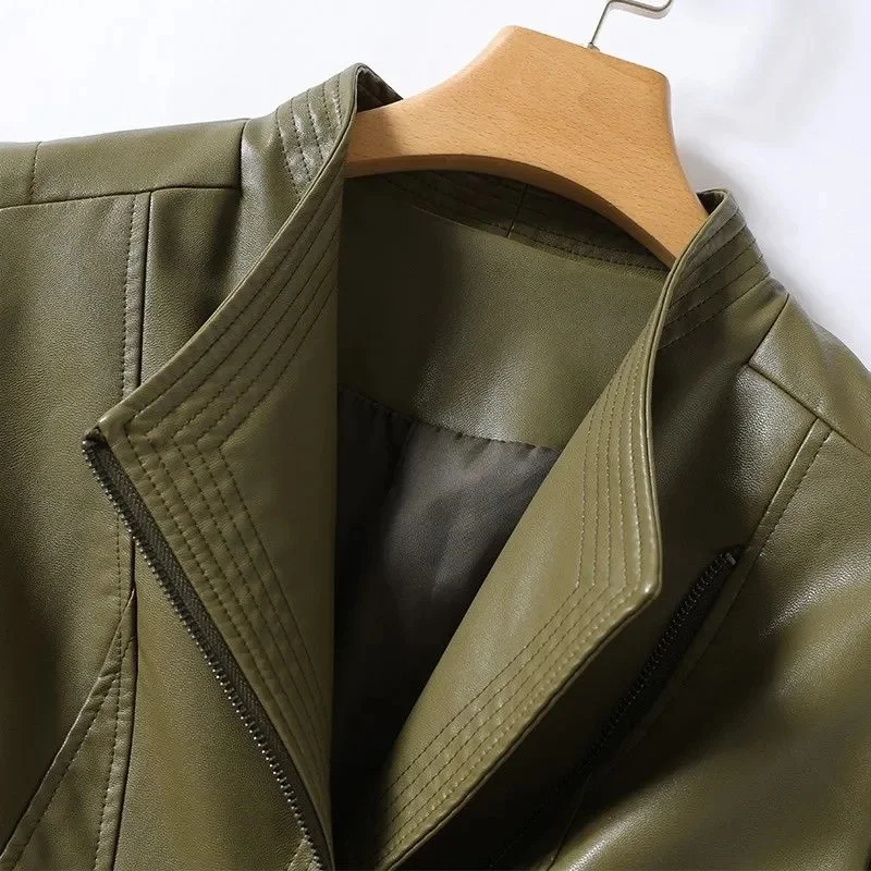 2023 Autumn Winter High Copy Sheepskin Jacket Women Short Coat Slim Casual Tops Lady Small Outerwear Leather Blazer Coats