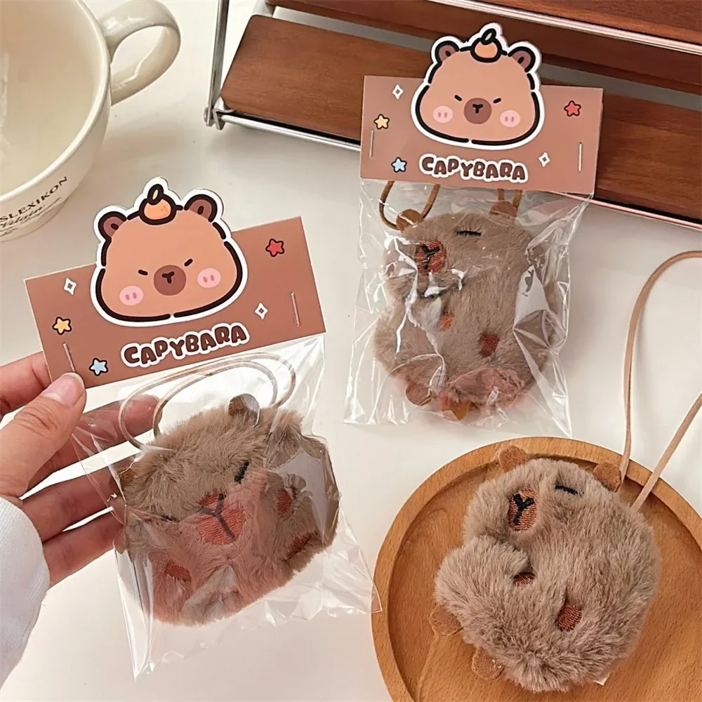 Cute Plush Capybara Keychain Cartoon Bag Pendant Capybara Doll Brooch Fluffty Animal Doll Key Ring Pendant Men Women Image 12