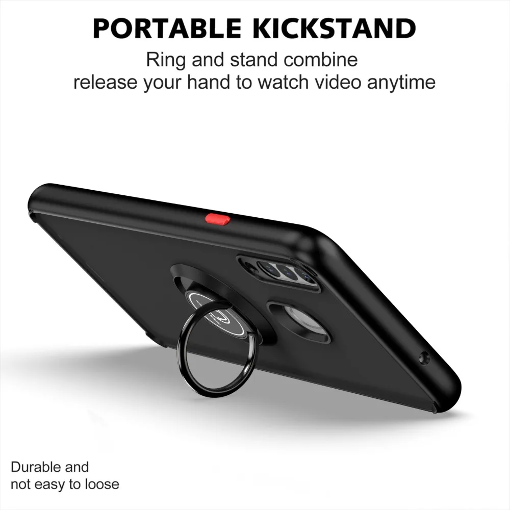 Shockproof Matte Protection Case with Finger Ring Holder and Bracket