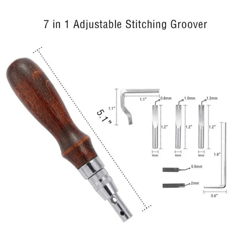 59 Pcs/Set Leather Craft Hand Tools Kit for Hand Sewing Stitching Stamping Saddle Making Groover