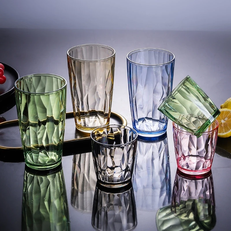 Shatterproof Acrylic Water Tumblers 490ml Unbreakable Drinking Glasses Reusable 87HA