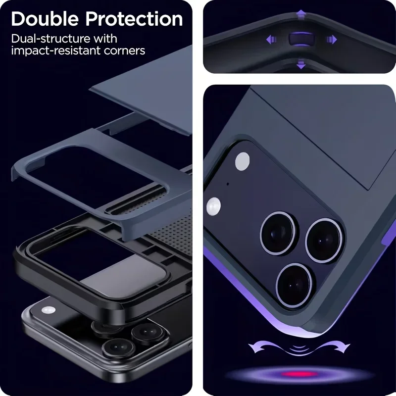 Premium Double-Layer Protective Wallet Phone Case with Card Slot Pocket