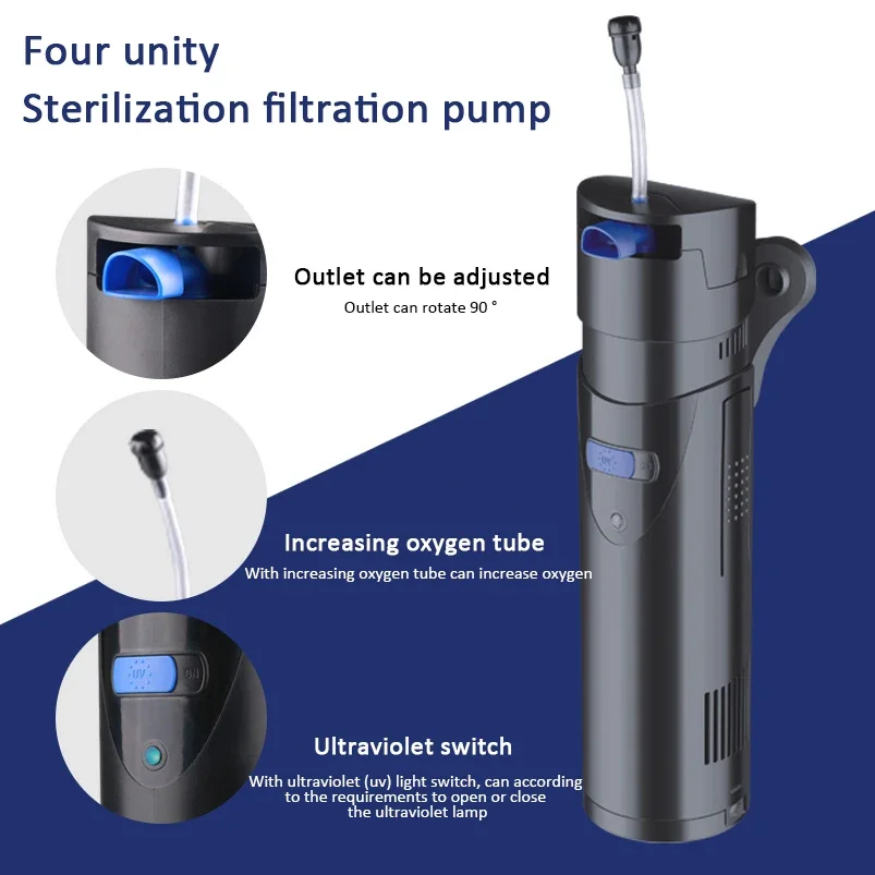 

Fish Tank Filter Water Pump Four-in-one UV Sterilization Filter Pump Aeration Pump Aquarium Accessories 220V-240V 50Hz 3W-9W