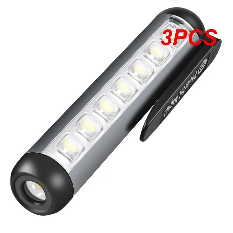 

3PCS Mini LED Flashlight USB Rechargeable Front Lamp XPE+side Lamp 7 COB Waterproof Fast Charging Work Light Lantern With