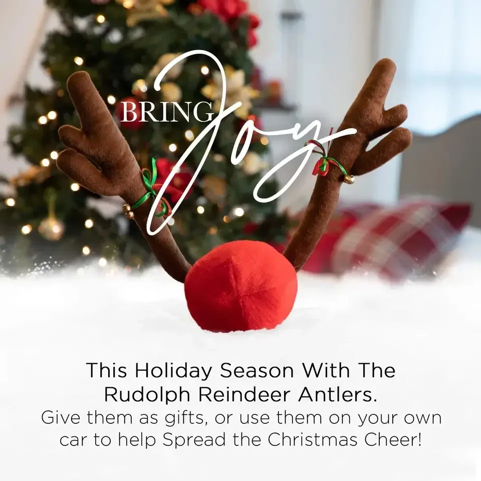 Christmas Car Decoration Deer Horn Antlers Car Kit with Red Nose and Tail for Holiday Gift Set Car Accessories Pendant 5