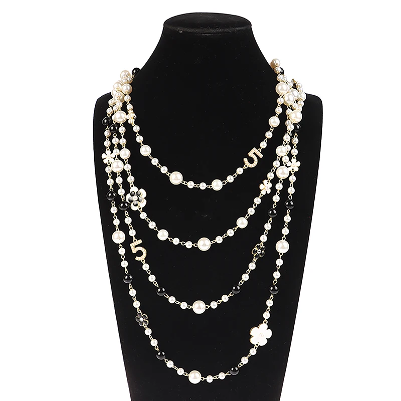 Collier pull long en perles classiques pour dames, bijoux en cristal exquis, fête de mariage, mode
