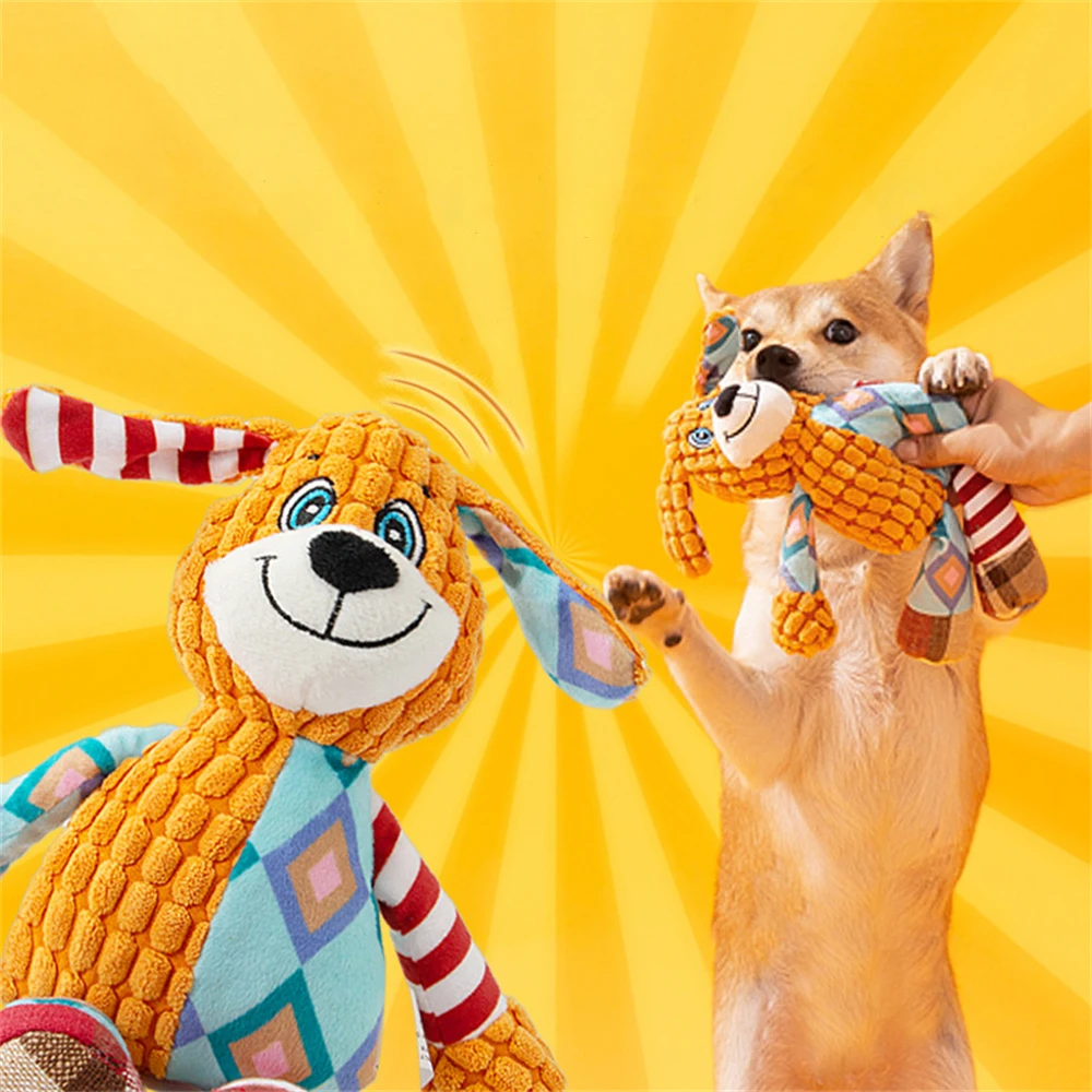 

Cartoon Animal Shape Plush Dog Chew Toy Cat Puppy Interactive Squeaky Toy Pet Sound Toys Gnawing Grinding Teeth Training Product