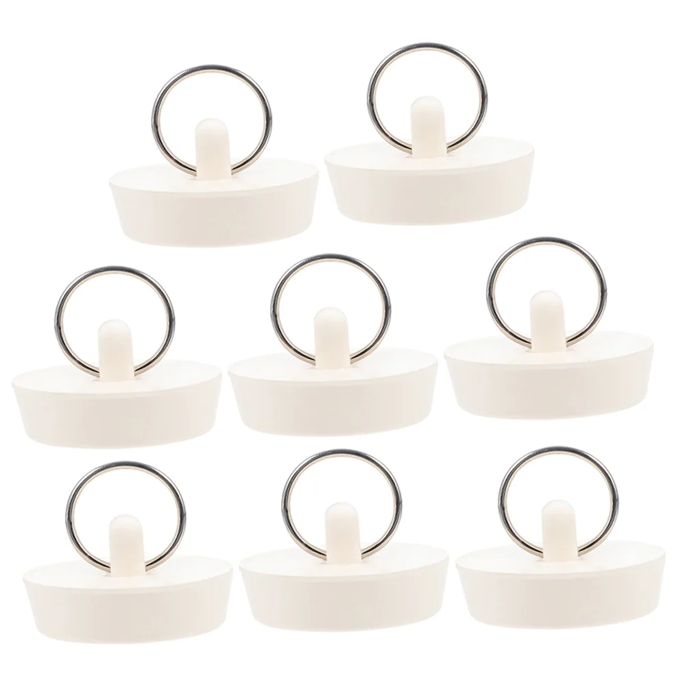 

8pcs Bathtub Stoppers Rubber Washbasin Stoppers Small Drain Stopper Plugs with Rings