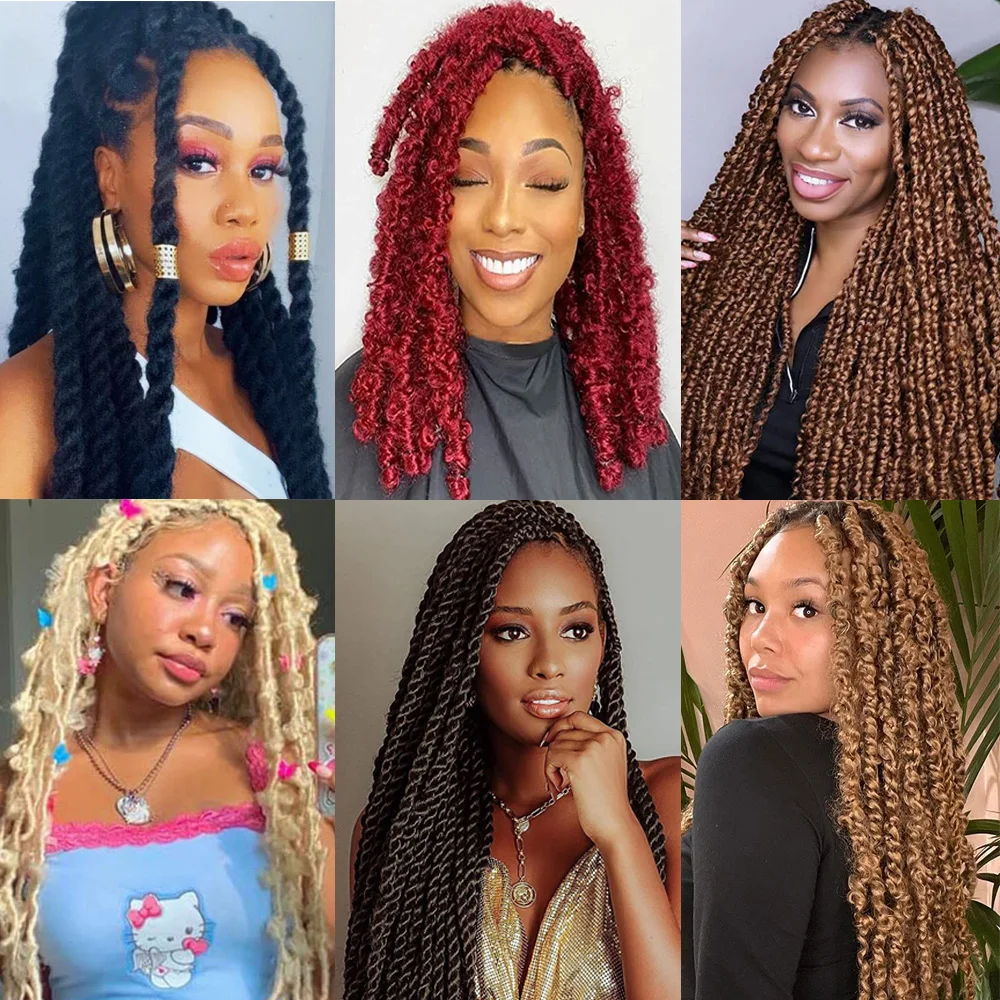 Springy Afro Twist Hair Synthetic Hair Extension For Black Women Copper Red  Marley Crochet Braiding Hair For Distressed Locs