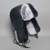 New Unisex Real Rex Rabbit Fur Bomber Hat Ushanka Cap Trapper Russian Men Women Ski Hats Caps Real Sheepskin Leather Winter Warm 5