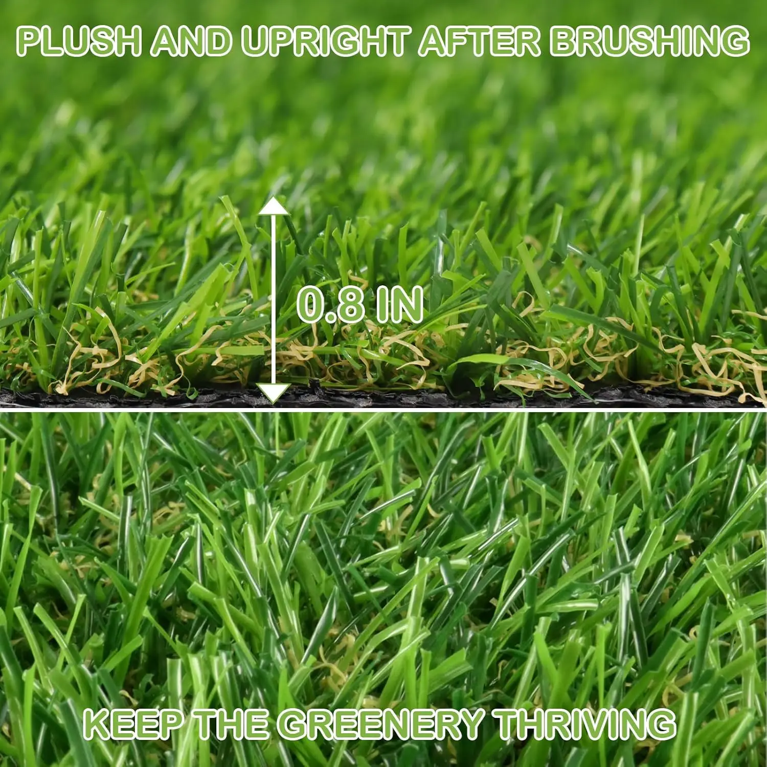 Artificial Turf Grass 8 FT × 15 FT, Realistic Fake Grass Rug with Drainage, 0.8" Height Outdoor Indoor Synthetic Grass Carpet