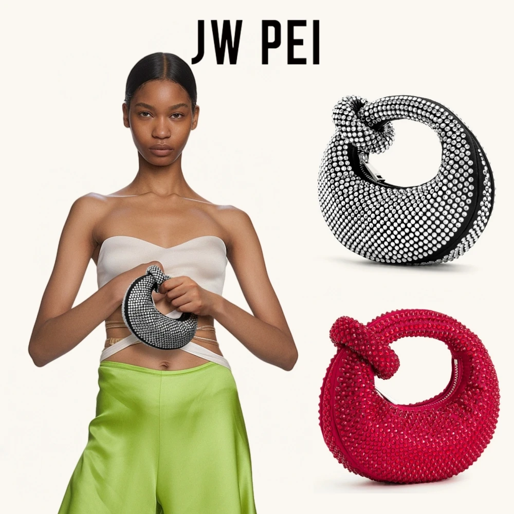 JW PEI そろばん人工クリスタル ミニ トップ ハンドル バッグ
