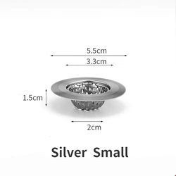 Premium Stainless Steel Sink & Shower Drain Hair Catcher and Food Strainer (Silver S)