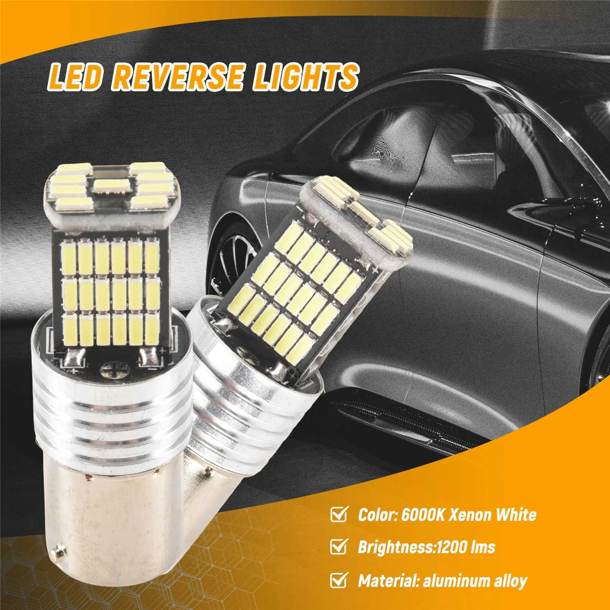 2X 1156LED Canbus 15 SMD BA15S P21W High Power White 6000K Car Brake Tail Light tail lamp socket side marker light