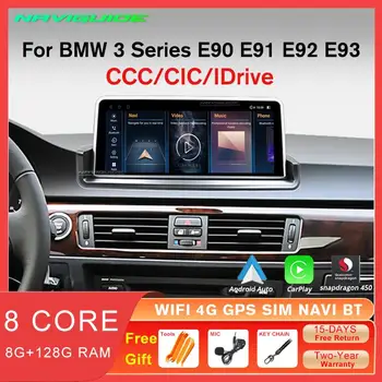 NAVIGUIDE 10.25 인치 안드로이드 12 자동차 라디오, BMW 3 시리즈 E90 E91 E92 E93 2005-2012, 4G 멀티미디어, GPS 내비게이션, 카플레이 화면