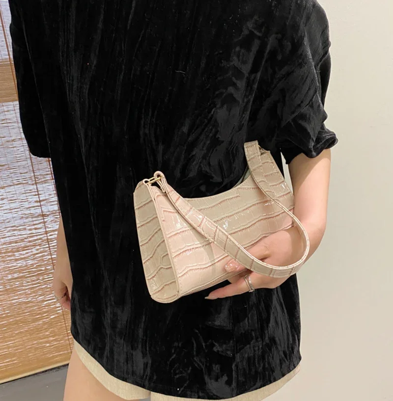 Alligator Pattern PU Leather Handbag - Womens Small Armpit Messenger Bag