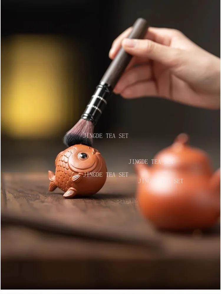 Purple Clay Koi Tea Pet Maintainable Small Ornaments Tea Table Wealth Attraction Desktop Decoration Mascot Tea Play