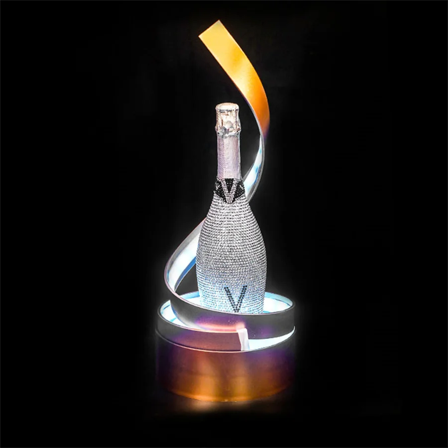 Spiral Shape LED Champagne Wine Bottle Presenter Champagne Bottles Glorifier VIP Wine Racks Display for Wedding Party Nightclub