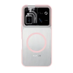 MagSafe Magnetic Shockproof Transparent Acrylic Phone Case with Matte Finish (Pink with Magnetic)