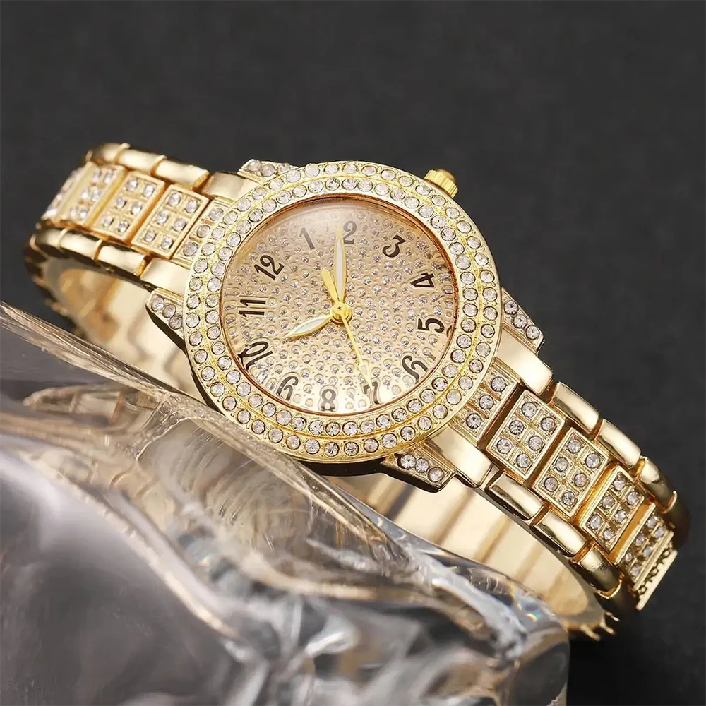 1pc-Women's Watches Fashion Quartz Wrist Watch for Ladies Roman Dial Dazzling Diamond Waterproof Luminous Luxury New