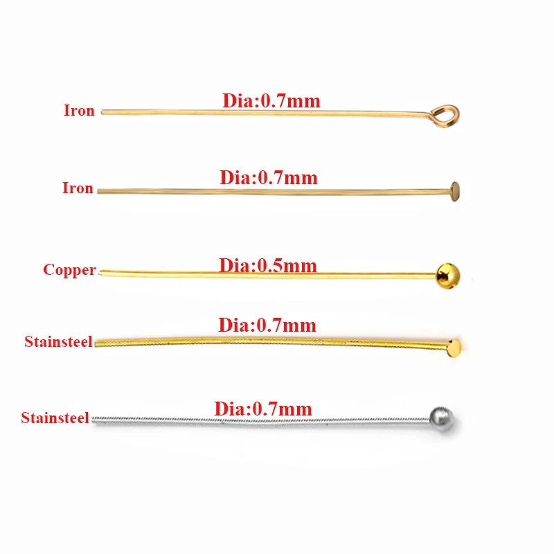 Metal Ball Head Pins Jewelry Making  Ball Head Pins Jewellery Making - 0.7  40mm 14k - Aliexpress