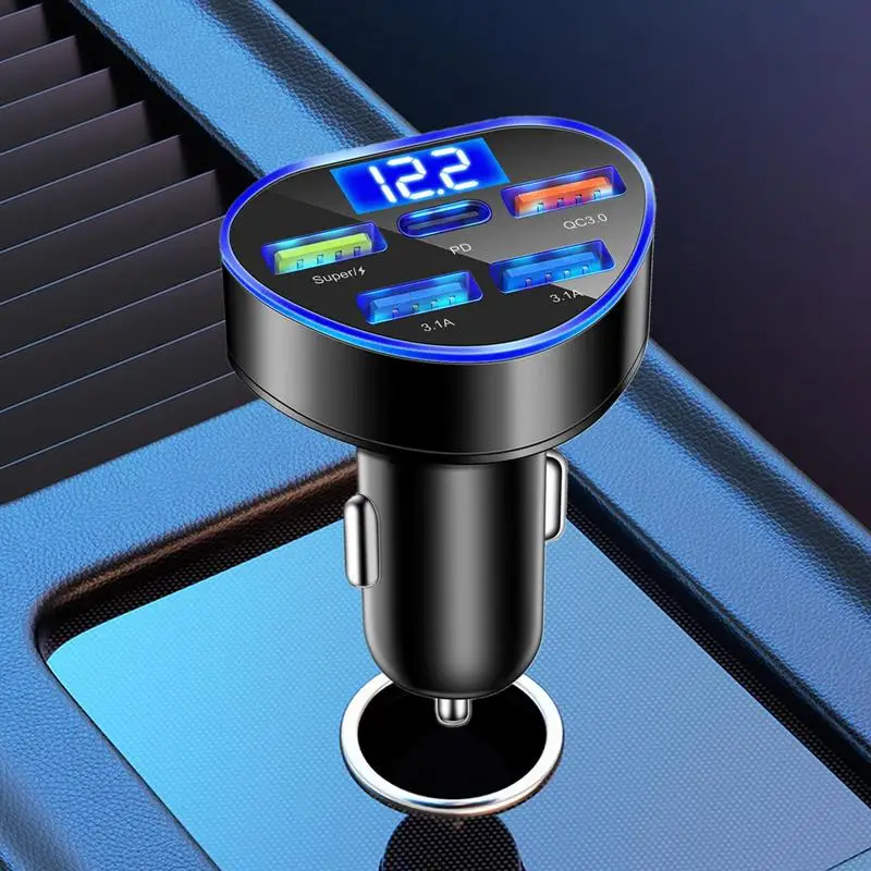 

Car Lighter USB Fast Charger Universal 4 Port USB Car Charger Car Lighter Splitter With LED Voltage Display Auto Phone Charger