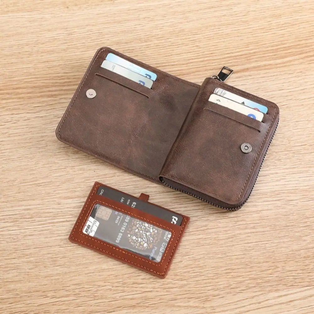 Luxury Designer Men's Wallets PU Leather Multiple Slot Credit Card Holder Handbag for Men Short Wallet Zipper Coin Purse