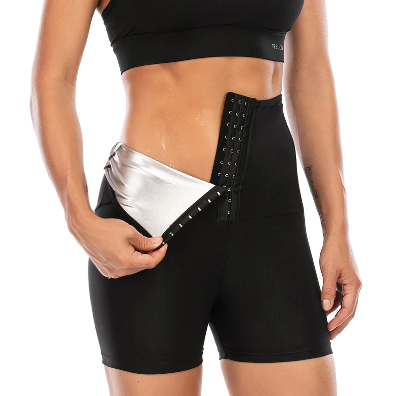 Hot Sweat Pants Sauna Effect Slimming Shapewear Women Buckle Hip Lifter High Waist Tight Shorts Fiess Gym Body Shaper_voghion.com