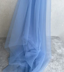 Elegant Blue Burgundy Soft Tulle Fabric for Wedding Celebrations and DIY Projects (Dusty Blue)