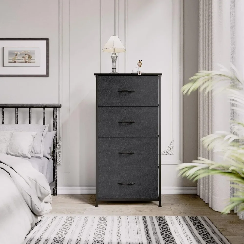 

Storage Tower with 4 Drawers - Fabric Dresser, Organizer Unit for Bedroom, Living Room, Closets , Easy Pull Fabric Bins