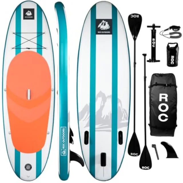 Inflatable Stand Up Paddle Board for outdoor water sports PVC material blue wide stable design with non-slip comfort deck and p