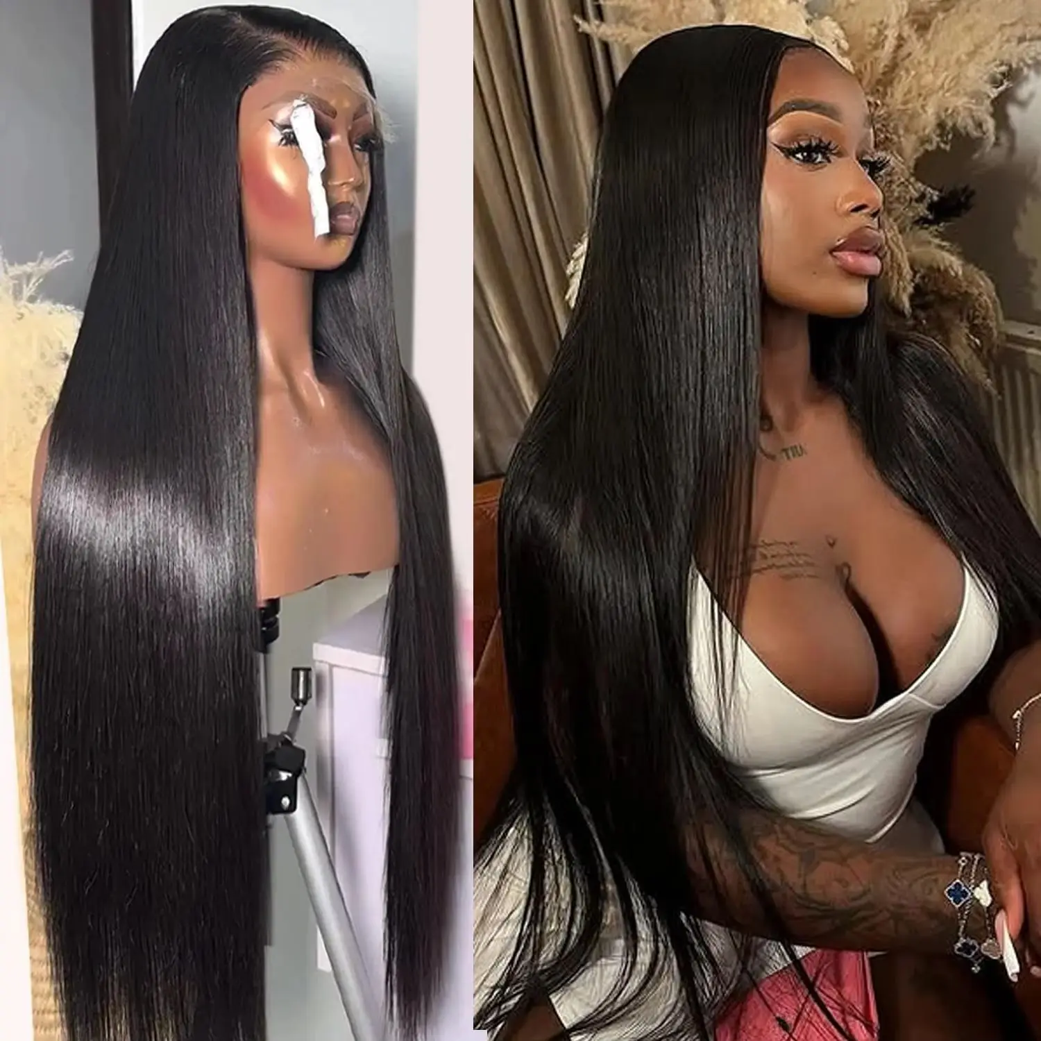 Hd Transparent Bone Straight 13x4 13x6 Lace Front Wigs 30 40 Inch Brazilian Human Hair Wigs For Women Straight Lace Frontal Wig 1