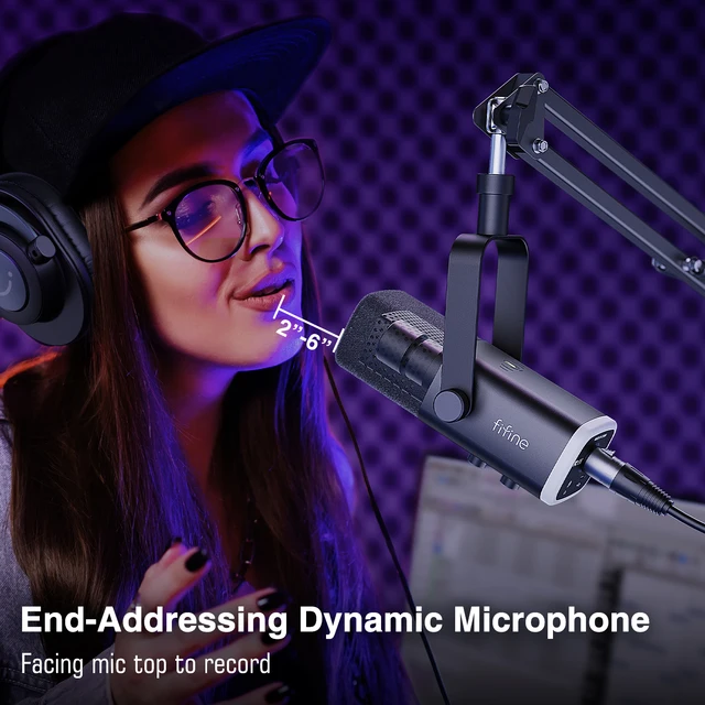 FIFINE Dynamic XLR Microphone Kit with Boom Arm