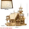 DIY Villa 3D Wooden Model Kit with Light Castle Puzzles Assembly Toy Kid Adult DIY Model Kits Desk Decoration for Gift 6