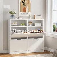 VOWNER Shoe Storage Cabinet with 4 Flip Drawers, Freestanding Shoe Cabinet 1