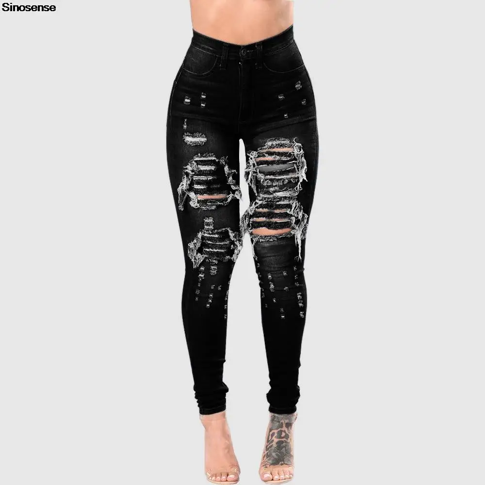 

Women's High Waisted Ripped Jeans Stretch Skinny Butt Lifting Jeans Distressed Destroyed Denim Pants Slim Fit Pencil Pants 3XL
