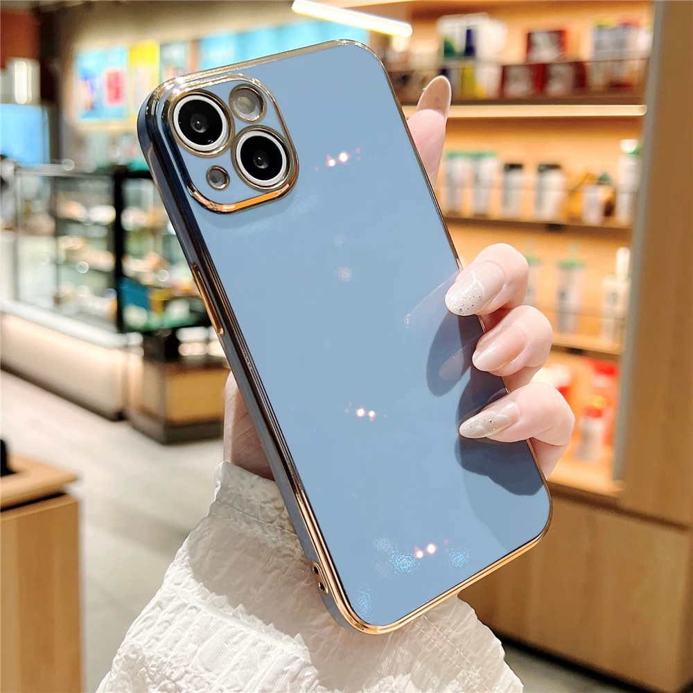 Luxury Plating Silicone Phone Case with Soft TPU Bumper - Full Cover