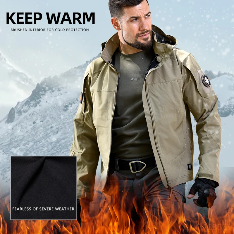 HAN WILD Soft Shell Jacket Fleece Jackets Tactical Coat Men Clothing Camouflage Hiking Windbreakers Hunting Climbing Clothing