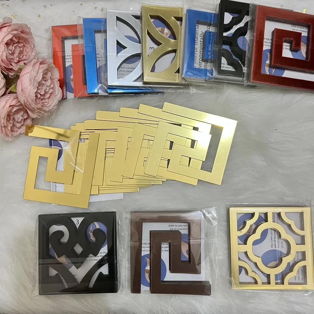 10Pc Furniture Decoration Acrylic with Adhesive Wall Decor Office Sticker Mirror for Living Room Bedroom Edge Strip Corner Line